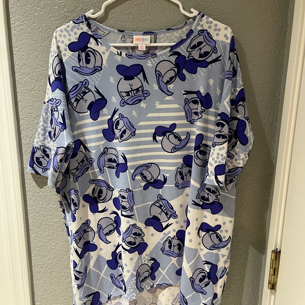 LuLaRoe Size M Disney Donald Duck Blue And White Irma Tunic